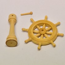 Scale traditional Model ship or boat wheel in wood with stand